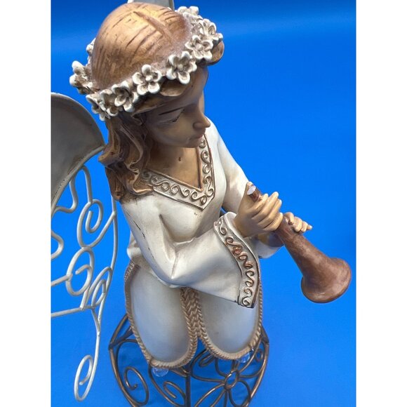 Decorative Angel Figurines Musical Theme Wire Frame Metal Base Set - Picture 7 of 12